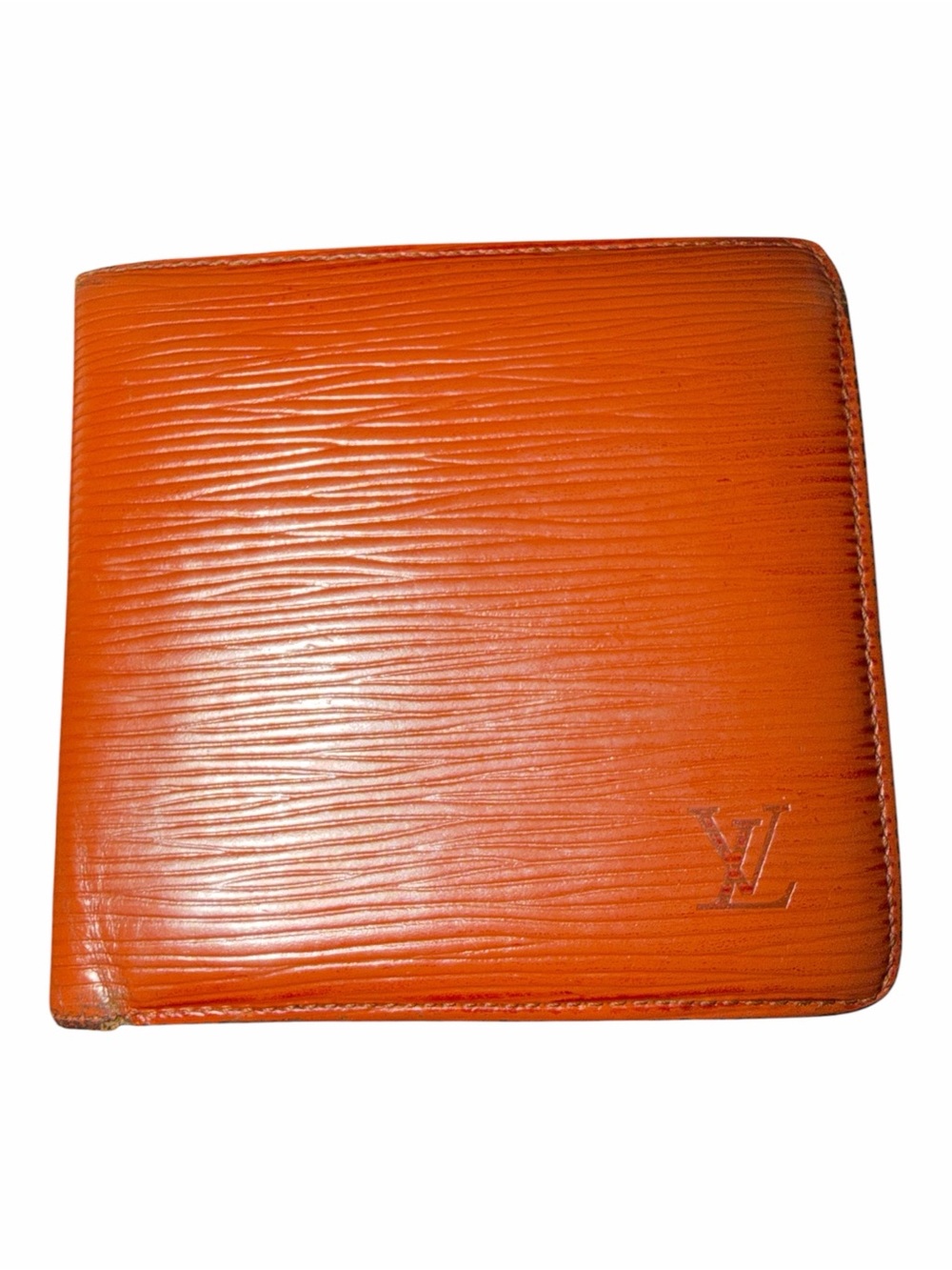 VTG Louis Vuitton Orange Epi Leather Bifold Wallet w/ Coin Pocket - July 1991